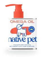 Una lata de Native Pet Omega Oil de 88 ml, de frente